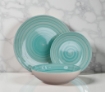 MA MAISON PASTEL SET 18 PIATTI SERVIZIO COLORE VERDE ACQUA 6 PIANI - 6 FONDI - 6 DESSERT O FRUTTA IN CERAMICA 