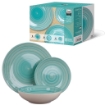 MA MAISON PASTEL SET 18 PIATTI SERVIZIO COLORE VERDE ACQUA 6 PIANI - 6 FONDI - 6 DESSERT O FRUTTA IN CERAMICA 
