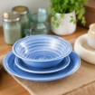 MA MAISON PASTEL SET 18 PIATTI SERVIZIO COLORE AZZURRO 6 PIANI - 6 FONDI - 6 DESSERT O FRUTTA IN CERAMICA 