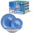 MA MAISON PASTEL SET 18 PIATTI SERVIZIO COLORE AZZURRO 6 PIANI - 6 FONDI - 6 DESSERT O FRUTTA IN CERAMICA 