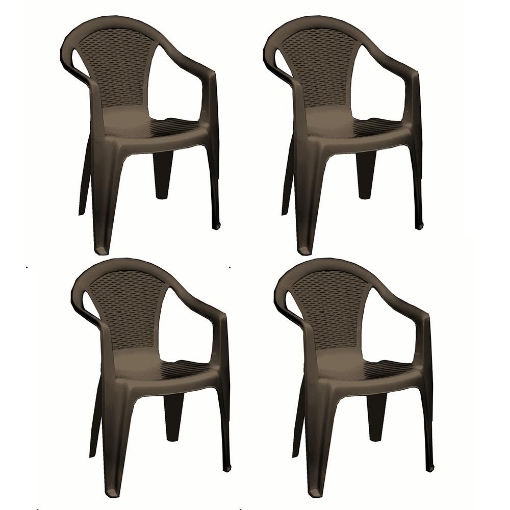 SET 4 SEDIE DA GIARDINO KORA IN POLIPROPILENE COLORE MOKA 55 X 54 X 82 CM