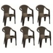 SET 6 SEDIE DA GIARDINO KORA IN POLIPROPILENE COLORE MOKA 55 X 54 X 82 CM