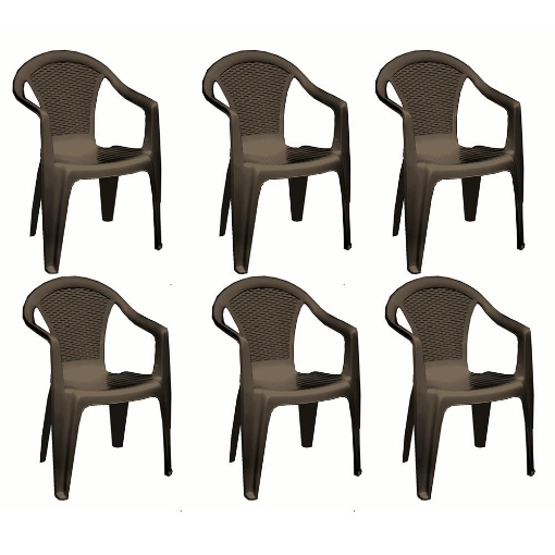 SET 6 SEDIE DA GIARDINO KORA IN POLIPROPILENE COLORE MOKA 55 X 54 X 82 CM