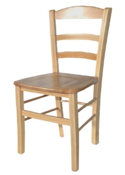 SEDIA IN LEGNO COLORE NATURALE LACCATO 87X40X40 CM MODELLO PAESANA CON SEDUTA COMPATTA E SCHIENALE ALTO IN MASSELLO
