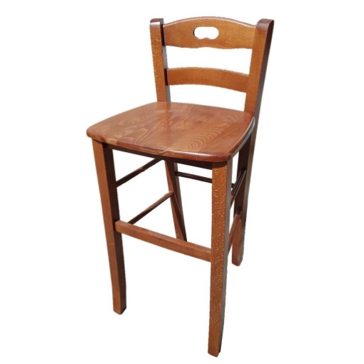 SGABELLO SNACK CON SEDUTA COMPATTA IN MATERIALE MASSELLO COLORE NOCE  39X38X90CM STILE CLASSICO 