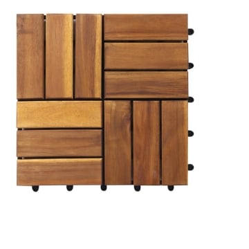 MA MAISON SET DI PIASTRELLE PER PAVIMENTO DA ESTERNO MODELLO WOOD IN ACACIA 30X30X2H CM - 0,81 M2 9 PEZZI OKXX