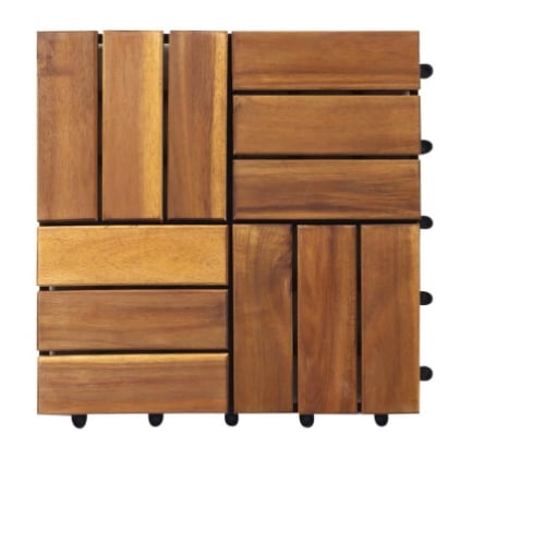 MA MAISON SET DI PIASTRELLE PER PAVIMENTO DA ESTERNO MODELLO WOOD IN ACACIA 30X30X2H CM - 0,81 M2 9 PEZZI OKXX