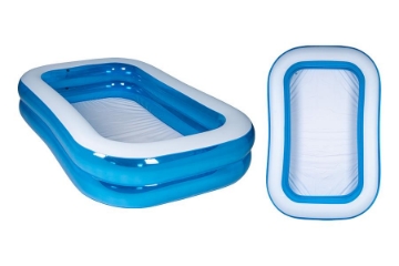 PISCINA GONFIABILE RETTANGOLARE MATERIALE PVC IN COLORAZIONE BLU E BIANCO  201X150X51CM 0.25 MM