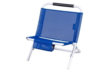 SPIAGGINA IN TEXTILENE E STRUTTURA IN ACCIAIO BIANCO 22 MM TESSUTO BLU PORTATA MAX 100 KG 57X48X51 CM 