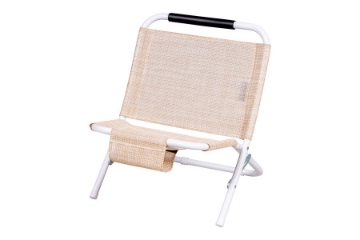 SPIAGGINA IN TEXTILENE E STRUTTURA IN ACCIAIO BIANCO 22 MM TESSUTO BEIGE PORTATA MAX 100 KG 57X48X51 CM 