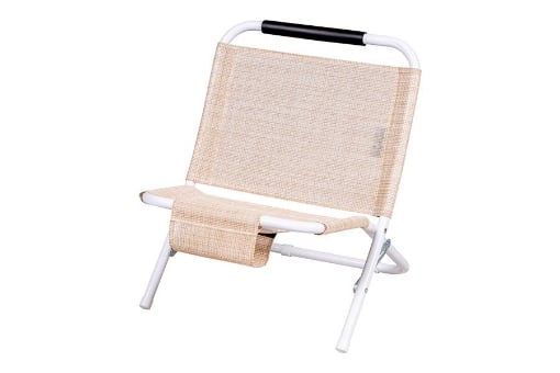 SPIAGGINA IN TEXTILENE E STRUTTURA IN ACCIAIO BIANCO 22 MM TESSUTO BEIGE PORTATA MAX 100 KG 57X48X51 CM 