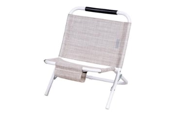 SPIAGGINA IN TEXTILENE E STRUTTURA IN ACCIAIO BIANCO 22 MM TESSUTO GRIGIO PORTATA MAX 100 KG 57X48X51 CM 