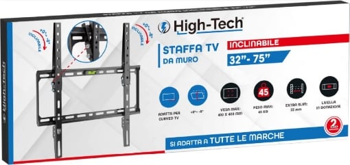 HIGH-TECH STAFFA TV DA MURO 32-75 INCLINABILE SI ADATTA A TUTTE LE MARCHE OKX