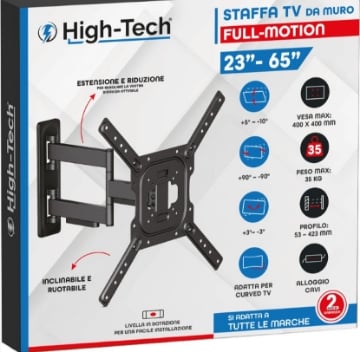 HIGH-TECH STAFFA TV DA MURO 23-65 FULL MOTION SI ADATTA A TUTTE LE MARCHE OKX