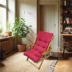 MAURY'S POLTRONA RELAX ROSSA TINTA UNITA COMODONA IN LEGNO 3POSIZIONI CON CUSCINO IMBOTTITO