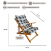 POLTRONA RELAX COMODONA BLU SCOZZESE IN LEGNO 3 POSIZIONI