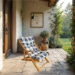 POLTRONA RELAX COMODONA BLU SCOZZESE IN LEGNO 3 POSIZIONI
