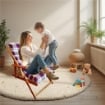 POLTRONA RELAX COMODONA ROSSO BORDEAUX SCOZZESE IN LEGNO CON  3 POSIZIONI