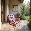POLTRONA RELAX COMODONA ROSSO BORDEAUX SCOZZESE IN LEGNO CON  3 POSIZIONI