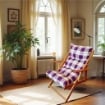 POLTRONA RELAX COMODONA ROSSO BORDEAUX SCOZZESE IN LEGNO CON  3 POSIZIONI