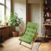 MAURY'S POLTRONA RELAX VERDE TINTA UNITA COMODONA IN LEGNO 3POSIZIONI CON CUSCINO IMBOTTITO