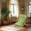 MAURY'S POLTRONA RELAX VERDE TINTA UNITA COMODONA IN LEGNO 3POSIZIONI CON CUSCINO IMBOTTITO