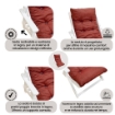 POLTRONA RELAX COMODONA TELAIO BIANCO TINTA UNITA BORDEAUX, VINACCIA IN LEGNO 3 POSIZIONI