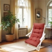 POLTRONA RELAX COMODONA TELAIO BIANCO TINTA UNITA BORDEAUX, VINACCIA IN LEGNO 3 POSIZIONI