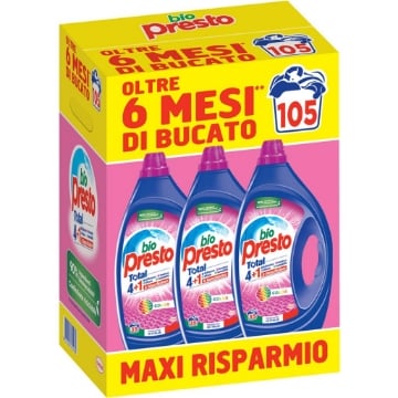 BIOPRESTO DETERSIVO COLOR TOTAL 4+1 MAXI RISPARMIO PRODOTTO IN ITALIA 105 LAVAGGI 3 PZ 3X1.575 ML OKX