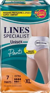 LINES SPECIALIST PANTS UNISEX IPOALLERGENICI CON OSSIDO DI ZINCO MINIMO INGOMBRO ZERO ODORE EXTRA TAGLIA XL 7 PZ OKX