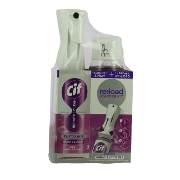 CIF INFINITE CLEAN TUTTO IN 1 PULITO A LUNGO PER CURA SUPERFICE SPRAY FRAGRANZA LAVANDA E EUCALIPTO 280 ML + 590 ML SPRAY TUTTO IN 1 OKX