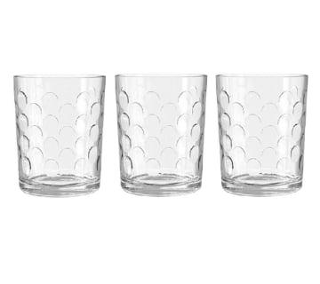 SET 3 BICCHIERI DI ACQUA TRASPARENTI A FANTASIA 25 CL MODELLO VASO TOPO