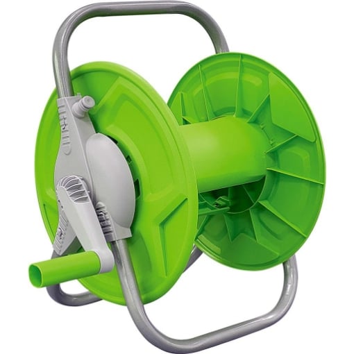 AVVOLGITUBO DA GIARDINO IN PVC CON MANOVELLA E MANICO IN ACCIAIO OKP