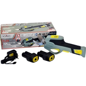 FORBICI DA POTATURA A BATTERIA A LITIO 2 BATTERIE AL LITIO 7,2V  LAMA IN ACCIAIO 65 MN SISTEMA DI TAGLIO BYPASS APERTURA MAX 22MM OKP