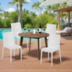 SET 4 SEDIE MADAME IMPILABILI IN POLIPROPILENE DESIGN ELEGANTE CON RILIEVO COLORE BIANCO DA ESTERNO