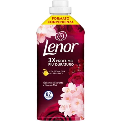 LENOR 3X PROFUMO PIÙ DURATURO CON TECNOLOGIA OLI PROFUMATI FFREGRANZA GELSOMINO SCARLATTO E ROSE DE MAI 87 LAVAGGI 1.827 L OKX
