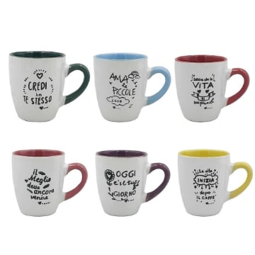 MA MAISON TAZZA PER COLAZIONE MOOD 360 CC FASTASIA CON SCRITTE SIMPATICHE - SCRITTE E COLORI ASSORTITI 
