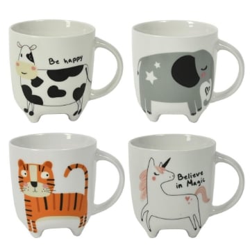MA MAISON TAZZA PER COLAZIONE PRETTY ANIMALS 330 CC DECORO CON ANIMALI E ZAMPETTE - FANTASIE ASSORTITE 