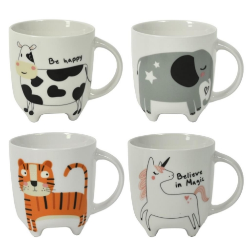 MA MAISON TAZZA PER COLAZIONE PRETTY ANIMALS 330 CC DECORO CON ANIMALI E ZAMPETTE - FANTASIE ASSORTITE 