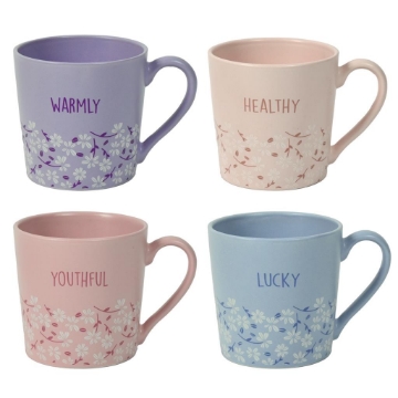 MA MAISON TAZZA PER COLAZIONE FLOWER 390 CC FASTASIA CON SCRITTE E FIORI CAPIENTE - FANTASIE E COLORI ASSORTITI OKX