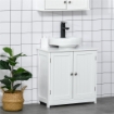 Mobile Sottolavabo a 2 Ante con Ripiano Regolabile e Intaglio a U, 60x30x60 cm, Bianco