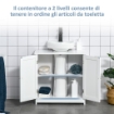 Mobile Sottolavabo a 2 Ante con Ripiano Regolabile e Intaglio a U, 60x30x60 cm, Bianco