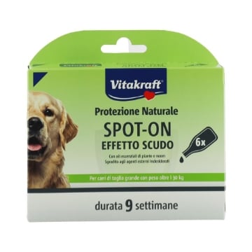 VITAKRAFT SPOT- ON NATURALE ANTIPARASSITARIO PER CANI TAGLIA GRANDE PESO OLTRE 30 KG 6 FIALE DURATA 9 SETTIMANE 