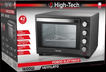 HIGH-TECH FORNO ELETTRICO 1600 W VENTILATO TIMER 60 MINUTI LUCE INTERNA DOPPIO VETRO 42 LITRI OKX