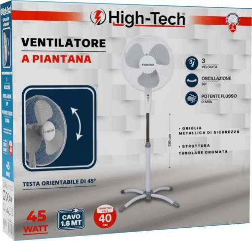 HIGH-TECH VENTILATORE A PIANTANA 45 WATT CAVO 1.6 MT DIAMETRO PALE 40 CM OKX