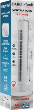 HIGH-TECH VENTILATORE A TORRE BASE STABILE 45 WATT CAVO 1.5 MT TIMER 60 MINUTI OKX