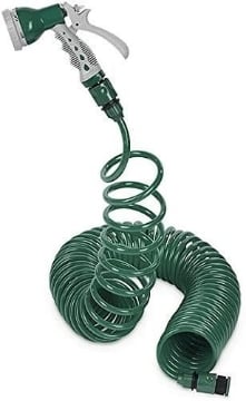 KIT STARTER TUBO FLESSIBILE IRRIGAZIONE SPIRALATO 15 MT PISTOLA CON 6 GETTI D'ACQUA DIFFERENTI OKX