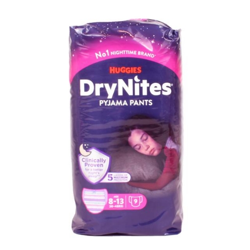HUGGIES DRYNITES MUTANDINE GIRL TAGLIA L 8-13  ANNI 38-48 KG 9 PEZZI