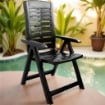 MAURY'S POLTRONA PIEGHEVOLE YUMA  IN RESINA A 5 POSIZIONI IN COLORE NERO 60 X 61 X 109 CM