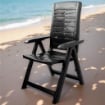 MAURY'S POLTRONA PIEGHEVOLE YUMA  IN RESINA A 5 POSIZIONI IN COLORE NERO 60 X 61 X 109 CM